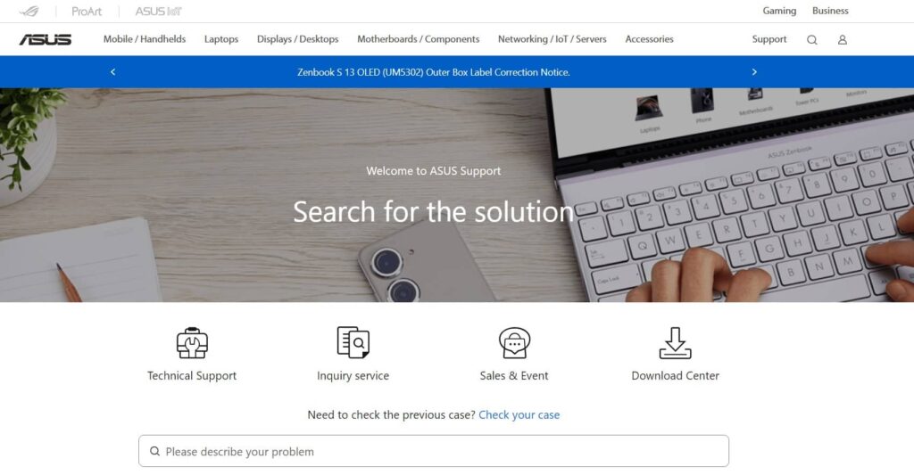 Open Your Web Browser And Navigate to ASUS Support